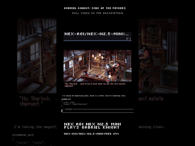 Nex AGI Nex N2.5 Mini Plays Gabriel Knight #retrogaming #retro #gaming