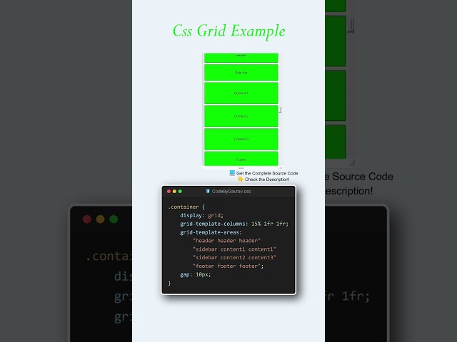 CSS Grid Layouts using HTML & CSS 🔥 | Modern Web Design #shorts #webdevelopment #css