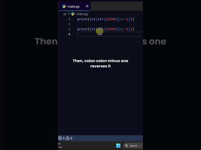 Reverse Number in 1 Line 🤯 #coding #python #stem #science