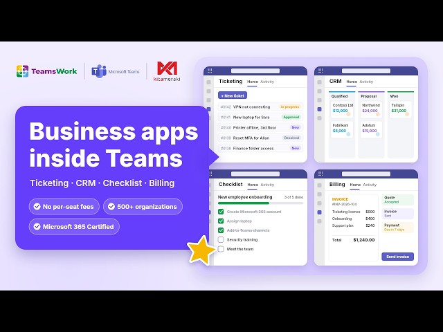 TeamsWork: Business Apps for Microsoft Teams | Ticketing, CRM, Checklist & Billing