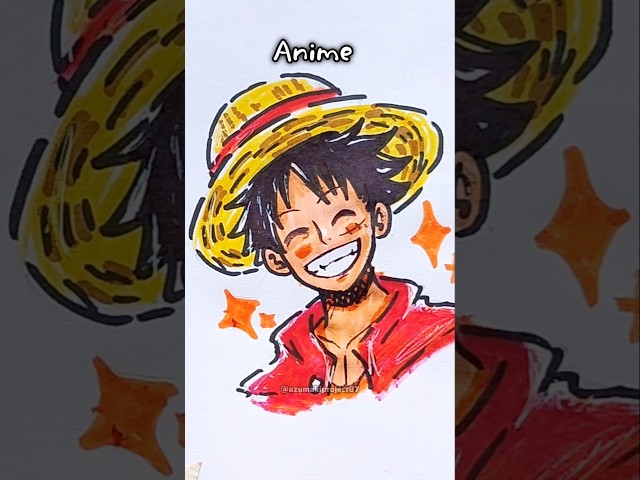 Drawing Luffy in 7 different art style #drawing #luffy #onepiece #art