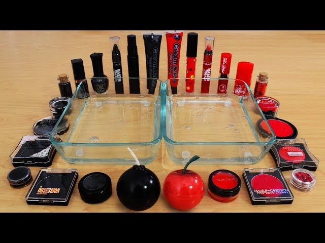 Black vs Red - Mixing Makeup Eyeshadow Into Slime! Special Series 119 Satisfying Slime Video