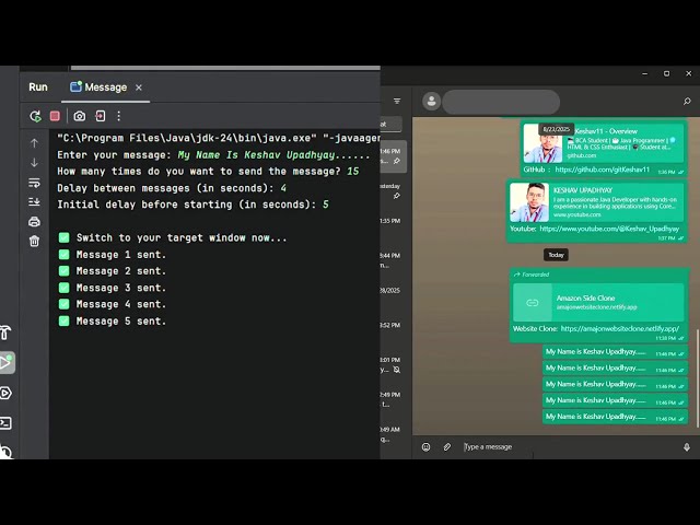"🚀 Send UNLIMITED Messages with ONE Java Program! (100% Working)" #java #codeinjava #javaprojects