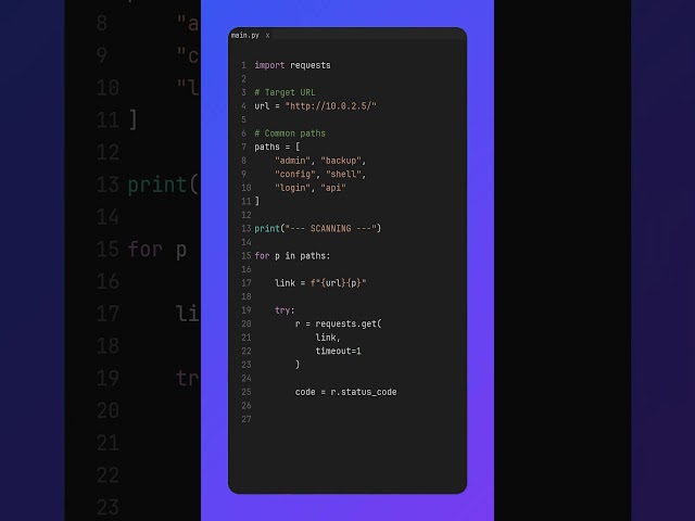 Directory Fuzzer in Python 🔍 | #shorts #python