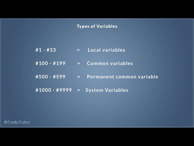 types of variables used when macro programming with G-Code on a CNC machine