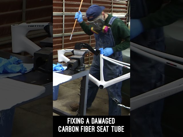 How to fix damaged carbon seat tube #bikebuild #bikemechanic