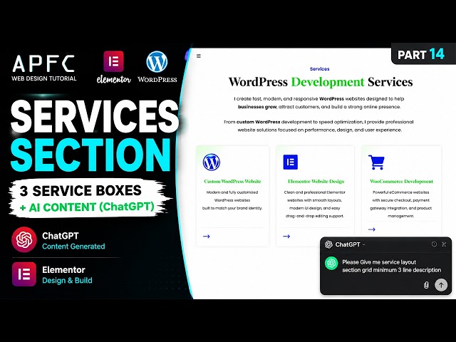 Create a Professional Services Section in Elementor | 3 Service Boxes + ChatGPT Part 14
