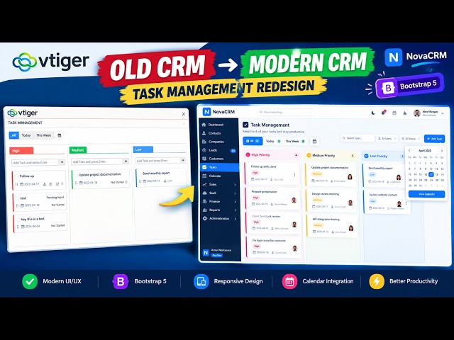 I Redesigned Vtiger Task Management with Bootstrap 5 | Modern CRM UI#vtiger
