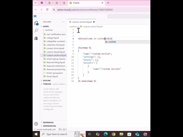 How to create Shopify Custom Section