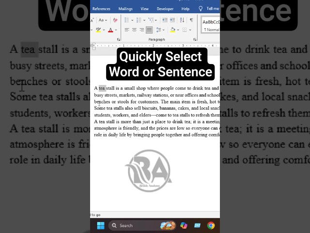 MS Word - Select Specific Word or Sentence ll Bivash Academy