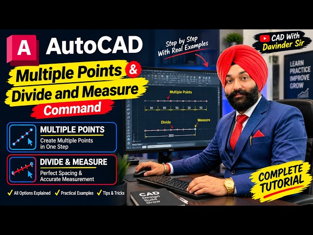 AutoCAD Multiple Points, Divide & Measure Commands 🔥| Complete Tutorial #autocad #cad 
