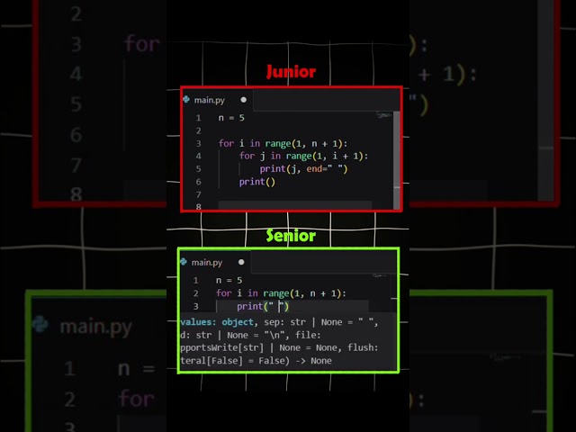 Junior Vs Senior |Noob Vs Pro| Python Developer #python #programming #short #pythonlearning #coding