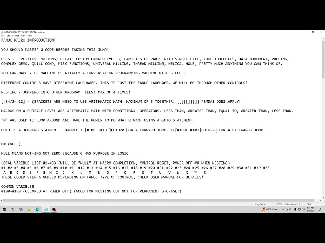 INTRO TO CNC MACROS FANUC EDITION - ENGLISH
