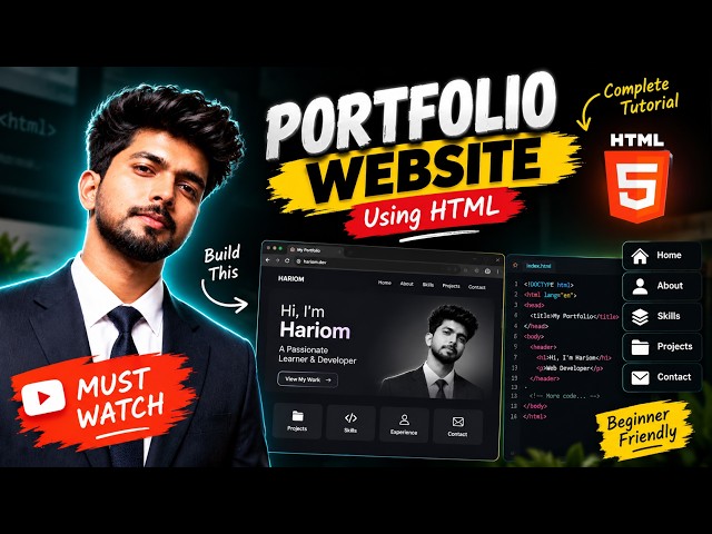 Personal Portfolio Website Using HTML | Step by Step Complete Beginner Project | Codixo #15