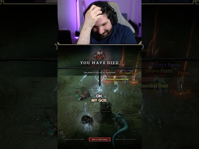 First Hardcore Character Death in Diablo 4 - thanks Volcanic :( #diablo4 #diabloiv #diablopartner