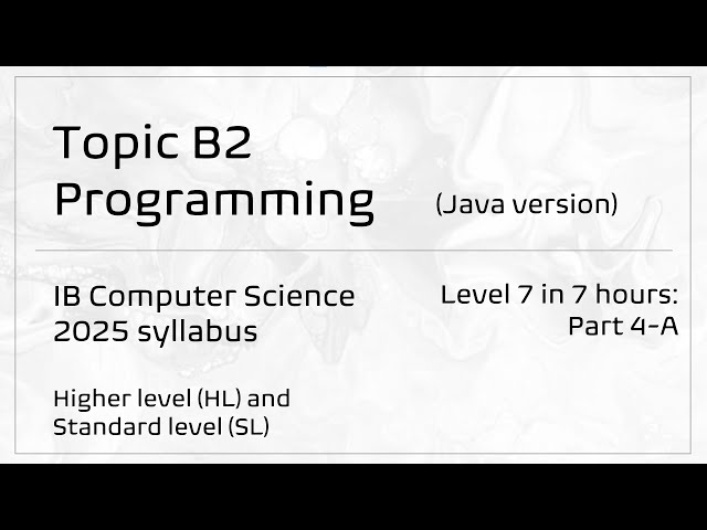 Topic B2: Programming (Java) | IB Computer Science (2025 syllabus)