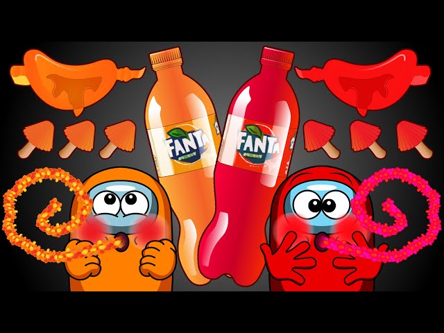Red VS Orange Food Challenge - AMONGUS ANIMATION MUKBANG