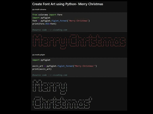 Create Font Art using Python- Merry Christmas #ai #python #datascience