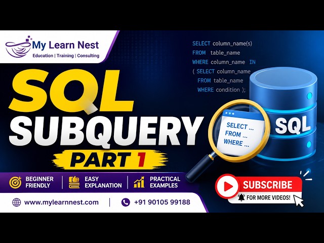🚀 SQL SUBQUERY Part 1 | Learn SQL Subqueries from Scratch |SQL Tutorial for Beginners #SQL #Database