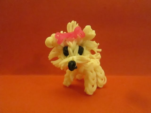 Rainbow Loom Maltese Dog or Puppy Charm. 3-D.