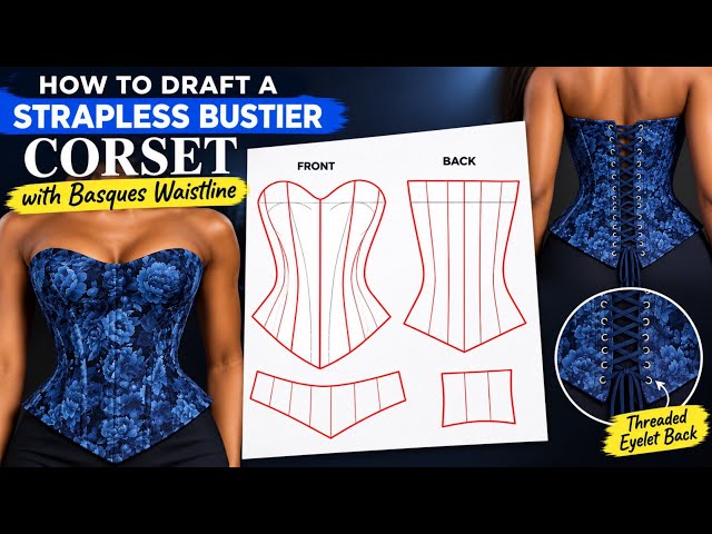 How to Draft a Strapless Bustier Corset with Basque Waistline