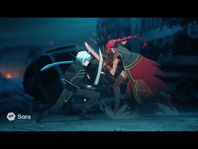 "AI Anime Fight Scene | Generated with Sora 2"  