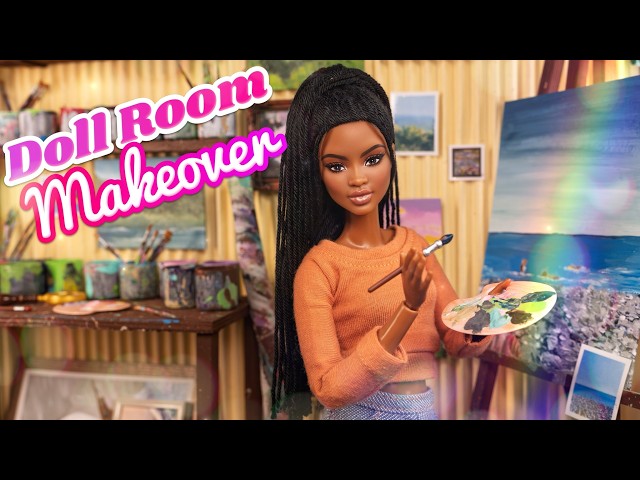Doll Room Makeover : Mini Art Studio | DIY Dollhouse Crafts | Mini Brands