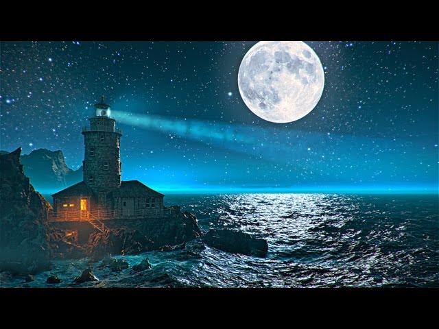 Supernatural ocean and moon, 1080p, full HD