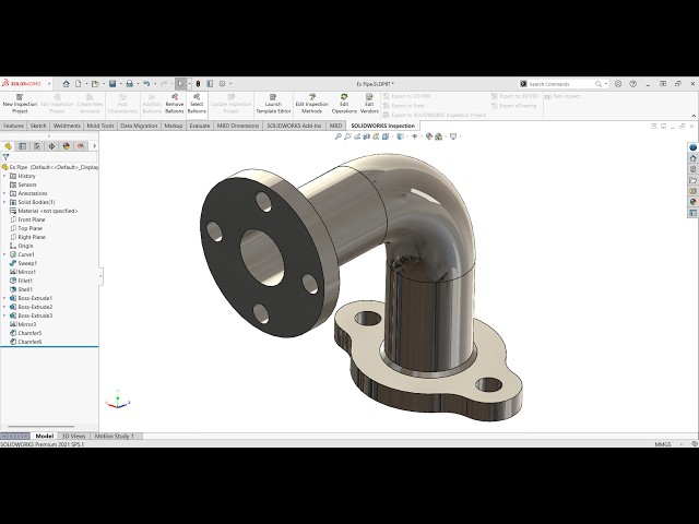 How to Design a Pipe with Flanges in SolidWorks | Step-by-Step Tutorial