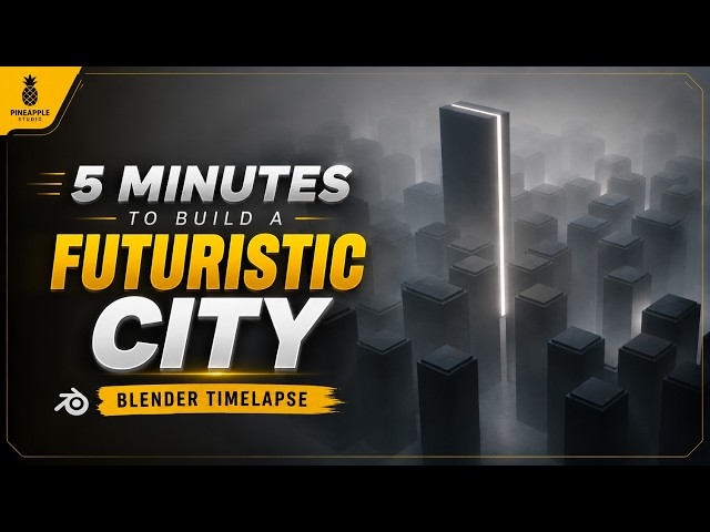5 Minutes to Build a Futuristic City | Blender Timelapse