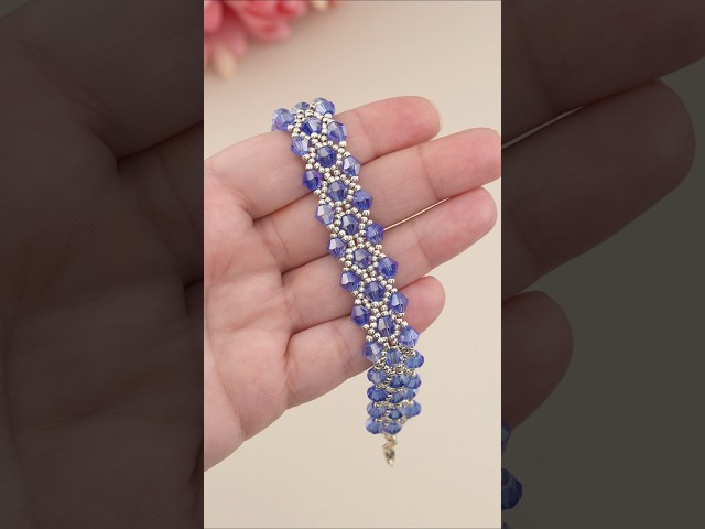 Watch Me Weave a Blue & Silver Crystal Bracelet! #shorts