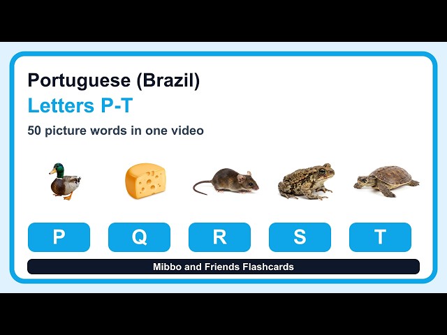 Portuguese (Brazil) P-T Letter Flashcards | 50 Words