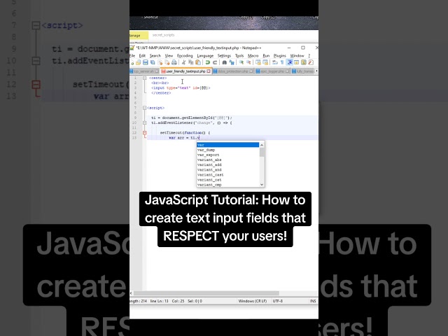 JavaScript Tutorial: How to create text input fields that RESPECT your users! #fyp #coding #tutorial