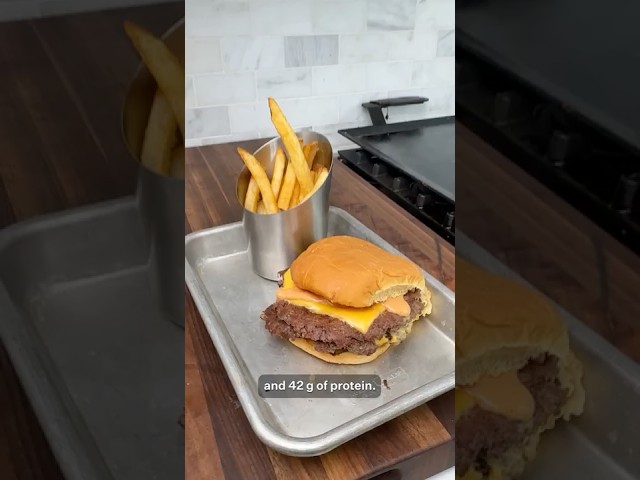 High Protein Burger + Fries.