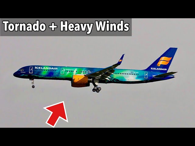 HEAVY WINDS + Tornado Warning | Denver International Airport Plane Spotting