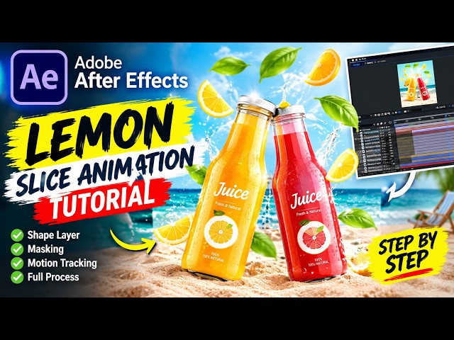 Citrus Juice Bottle Motion Graphics Animation in After Effects | Product Animation Tutorial