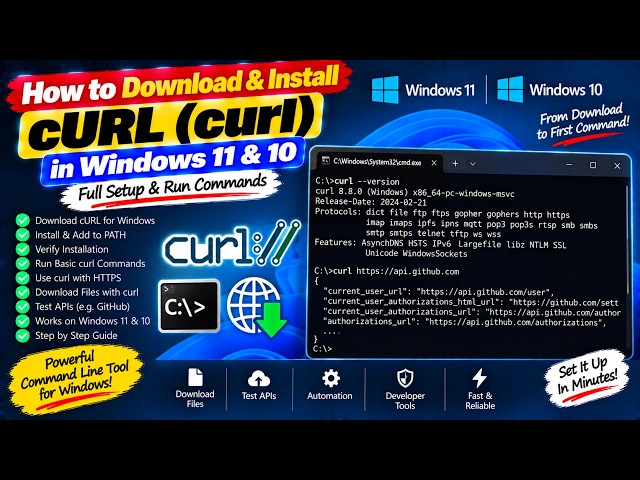 How to Download & Install CURL and Run Commands in Terminal Full Setup in Windows 11 & 10