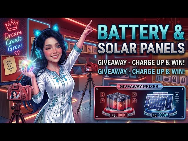 Live🔴: BIGGEST GIVEAWAY! ⚡ Battery & Solar Panel Setup जीतें Live! | Free Energy Giveaway 🔴