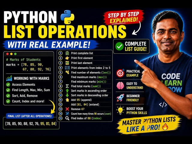 15. Python Lists for Beginners | 15 Practical Operations
