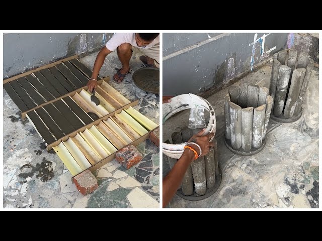 Waste Banana tree + Cement ➡️ Unique flower tub | Step-by-Step tutorial 