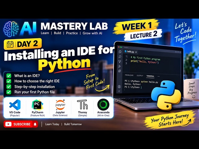 Installing an IDE for Python | Week 1 Lecture 2  || AI Mastery Lab day 2