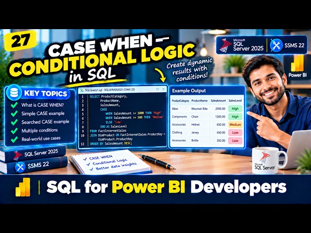 Conditional Logic in SQL👉CASE Expression 👉 Simple Example✨ Video 27/30 #sqlserver #powerbi #sqltips