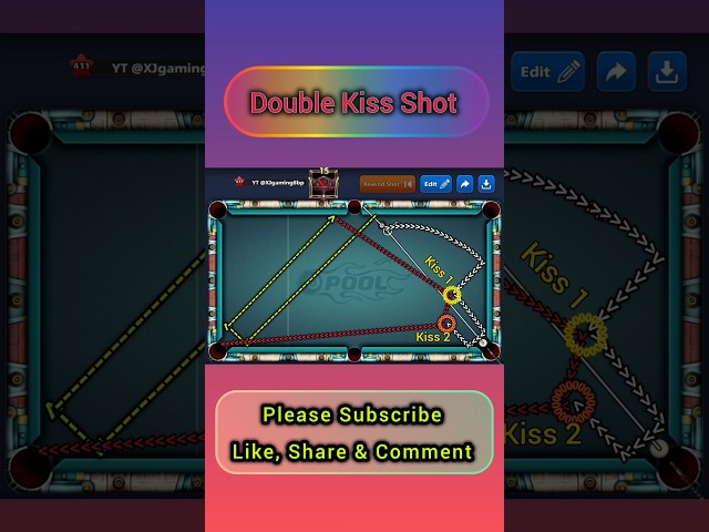 AMAZING Double Kiss Shot #8ballpool #8ballpooltipsandtricks #8bp #8ballpoollive #games #gaming
