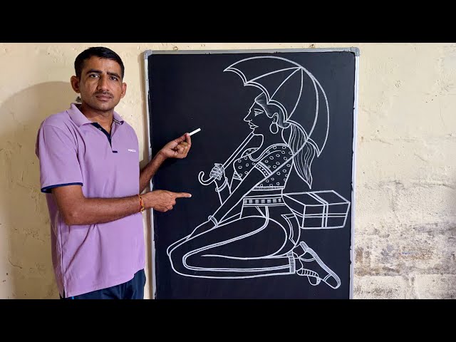 Learn how to draw a girl holding an umbrella ||🎨 #umbrellagirlart #girlart #topartist