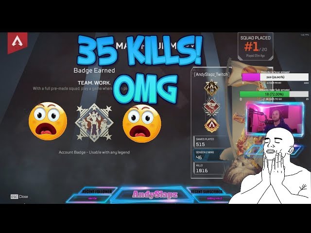 Apex Legends - MAXING the TEAMWORK BADGE 35+ Kills
