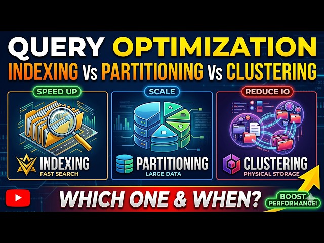 Indexing Vs Partitioning Vs Clustering | Data Analyst Interview Query Optimization Slow SQL Queries