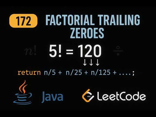 LeetCode 172: Factorial Trailing Zeroes | Java Solution | Math Approach