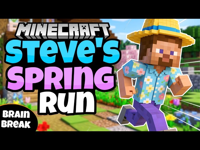 🌸 Steve's Spring Run 🌸 Minecraft |  Fitness Run | Brain Break | Exercise | GoNoodle Inspired