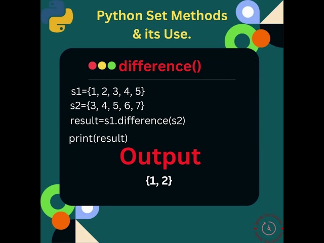 Exploring Python Set Methods 'difference()'  #python  #coding  #interview #pythontutorial