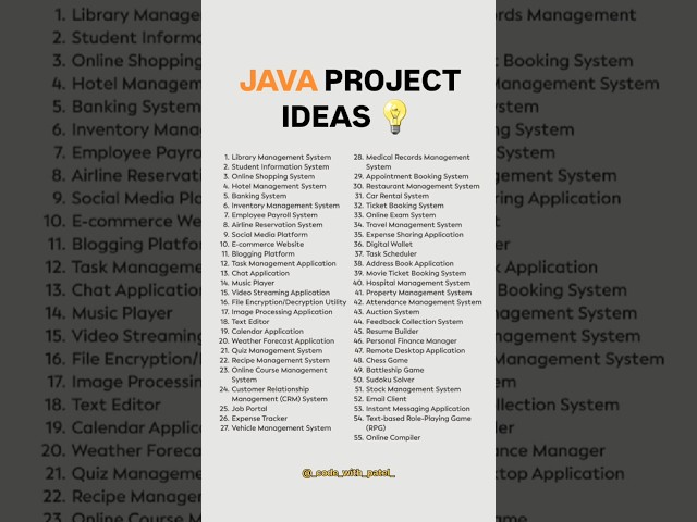 Java Project Ideas 💡 #java #project #codingproject #coding #learnjava